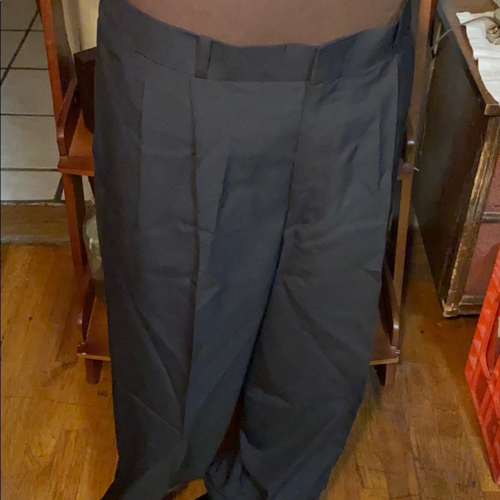 Black double front pleats dress slacks 37X31 1/2”
